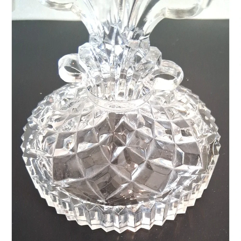 Vintage Pressed‎ Glass Candlestick with Prisms